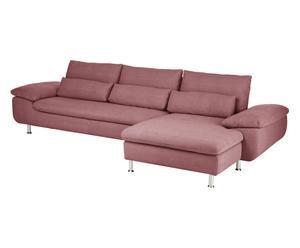 Hoekbank met chaise longue rechts Zoom, roze, B 316 cm