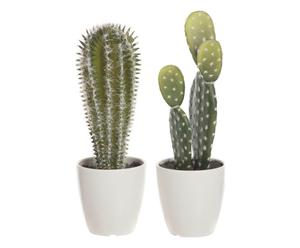 Set van 2 decoratieve cactussen in sierpot Nel, multicolour