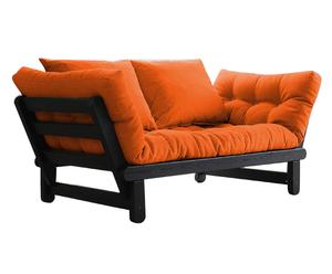 Multifunctionele futonbank Beat, zwart/oranje, L 162 tot 200 cm