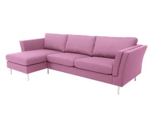 Hoekbank met chaise longue links Connor, roze, B 274 cm