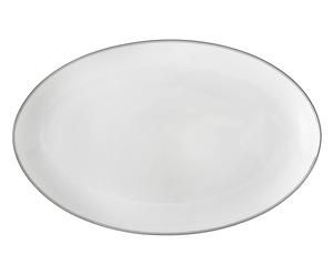 Handgemaakte serveerschaal Fnugg, wit/zilver, diameter 39 cm