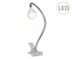 LED-klemlamp Anthony, wit/zilver, H 38 cm