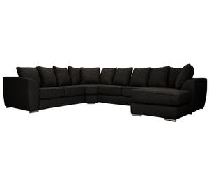 Hoekbank Gabrielle, chaise longue rechts, grijs/zwart gemeleerd, B 358 cm