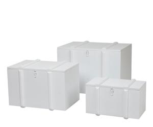 Set van 3 houten kisten, wit