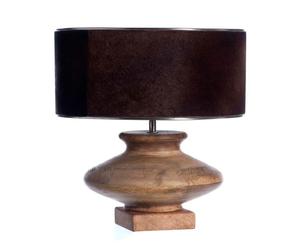Staande lamp, hout & huid - H42 cm