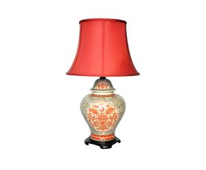 Tafellamp, porselein, rood, 71 cm
