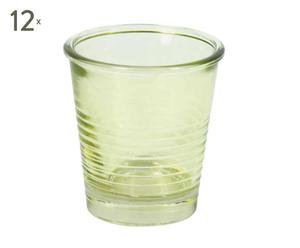 Set van 12 bekertjes van glas, groen -  diameter 7 cm