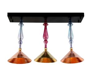 3-delige Hanglamp AVI LIGHT, koper en glas, lengte 122