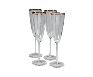 Set van 4 champagnefluiten Cristal, transparant, diameter 6 cm