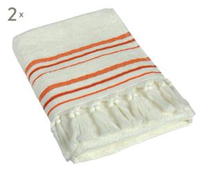 Set van 2 handdoeken Dina, beige, koraal, 110x60 cm