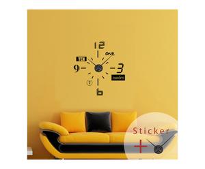 Muursticker/wandklok Sticky Horloge II, 55 x 55 cm