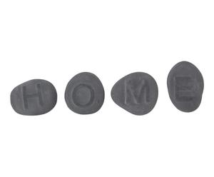 Set van 4 decoratieve stenen Home, grijs, L 5 cm