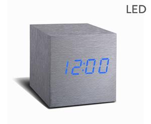 LED-wekker Cube Alu, zilver, 6 x 6 cm