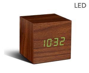 LED-wekker Cube Walnut, naturel, 6 x 6 cm