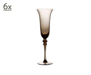 6 champagneglazen VENISE, glas, 25 cm