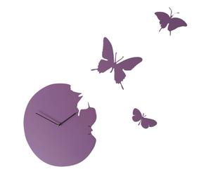 Wandklok Butterfly, violet, 65 x 88 x 10 cm