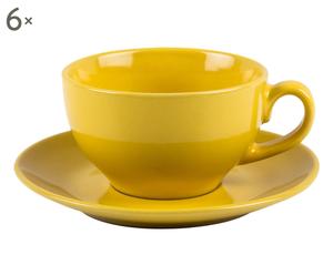 Set van 6 cappuccino kopjes met schotels Donna, geel, diameter 11 cm