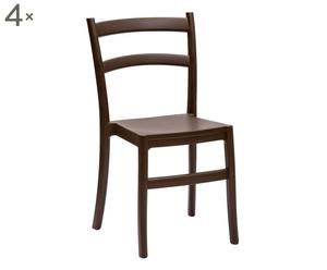 Set van 4 stoelen Romantic, Bruin