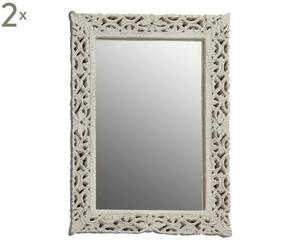 Set van 2 spiegels Rinascimento, wit/naturel, H 70 cm