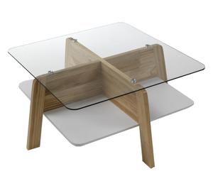 Tavolino in legno e vetro temprato Varm - 60x30x60 cm
