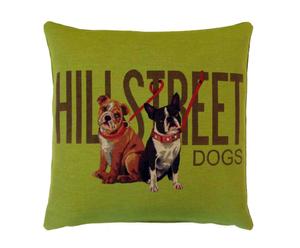 Kussen Hillstreet dogs, groen, 50 x 50 cm