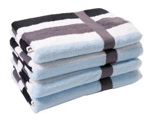 Set van 4 handdoeken streep zwart