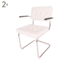 Set van 2 stoelen Bauhaus met armleuning, wit, L 52 cm