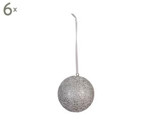 Set van 6 kerstballen Sophy, zilver, H 6 cm