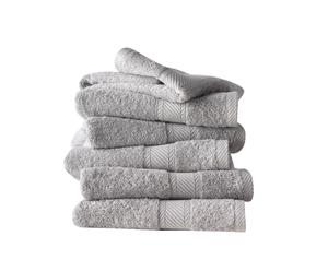 Set van 6 handdoeken Dove, grijs, 50 x 100 cm