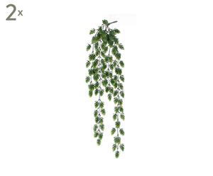 Set van 2 kunstbloemen hangplant Hop Tak, groen, H 89 cm