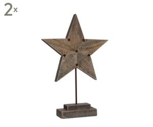 Set van 2 decoratieve sterren Mayerthorpe, bruin, H 40 cm