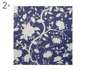 Set van 2 rollen behang Botanical Floral, blauw/wit, B 53 cm