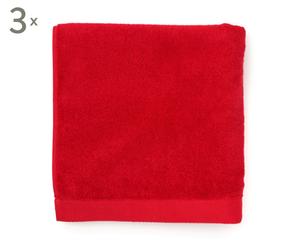 Set van 3 handdoeken HNL Refined, rood, 50 x 100 cm