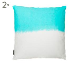 Set van 2 kussens Summer Pillow Lightblue, turquoise/wit, 50 x 50 cm