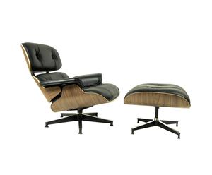 Lounge chair Herman Miller, met ottoman, zwart, H 84 cm