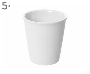 Set van 5 cappuccino kopjes met schotel Silk, wit, H 9,7 cm