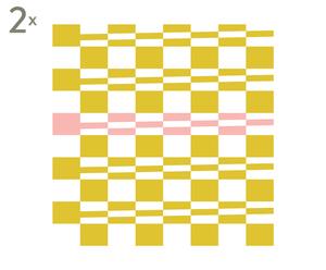 Set van 2 rollen behang Squarestripe, mosterdgeel/wit/roze, B 50 cm