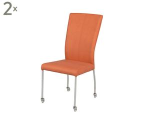 Set van 2 stoelen Detlof, oranje/bruin/zilver, H 95 cm