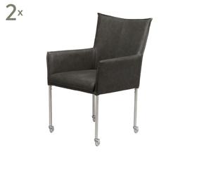 Set van 2 stoelen Jack, zwart/zilver, H 92 cm