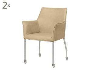 Set van 2 stoelen Dan, beige/zilver, H 85 cm