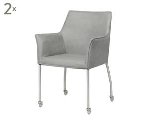 Set van 2 stoelen Dan, grijs/zilver, H 85 cm