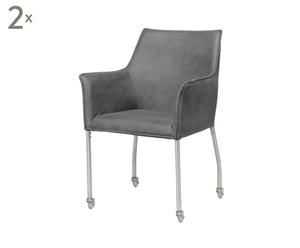 Set van 2 stoelen Dan, zwart/zilver, H 85 cm