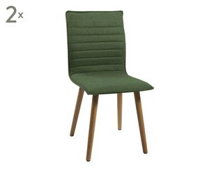 Set van 2 stoelen Karla, groen/naturel, H 88 cm