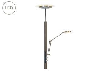 Vloerlamp Uplighter Luxus met leeslamp, zilver, H 180 cm