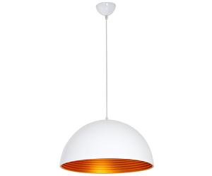 Hanglamp Alumi Oval White I, wit/koper, diameter 40 cm