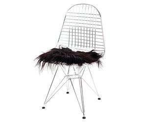Poduszka na krzesło z długowłosego futra „Lammfell” 40 x 40 cm, czarna