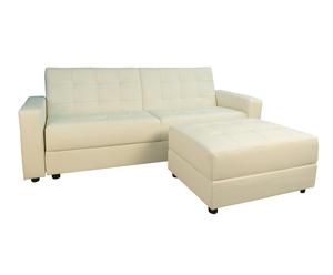 Sofa z pufem „Cama”, biała