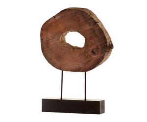 Rzeźba z drewna i metalu „Ring”, brązowo-czarna