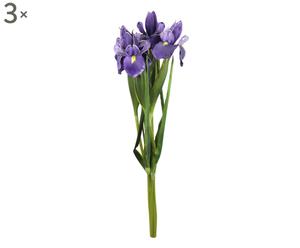 Zestaw 3 sztucznych kwiatów „Iris”, niebieskofioletowy