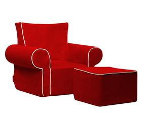 Fotel i puf „Stańczyk”, czerwone